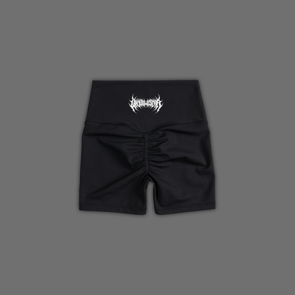 'dēmentō' DLFemme™ SEAMLESS MID-WAIST SHORTS IN MIDNIGHT BLK