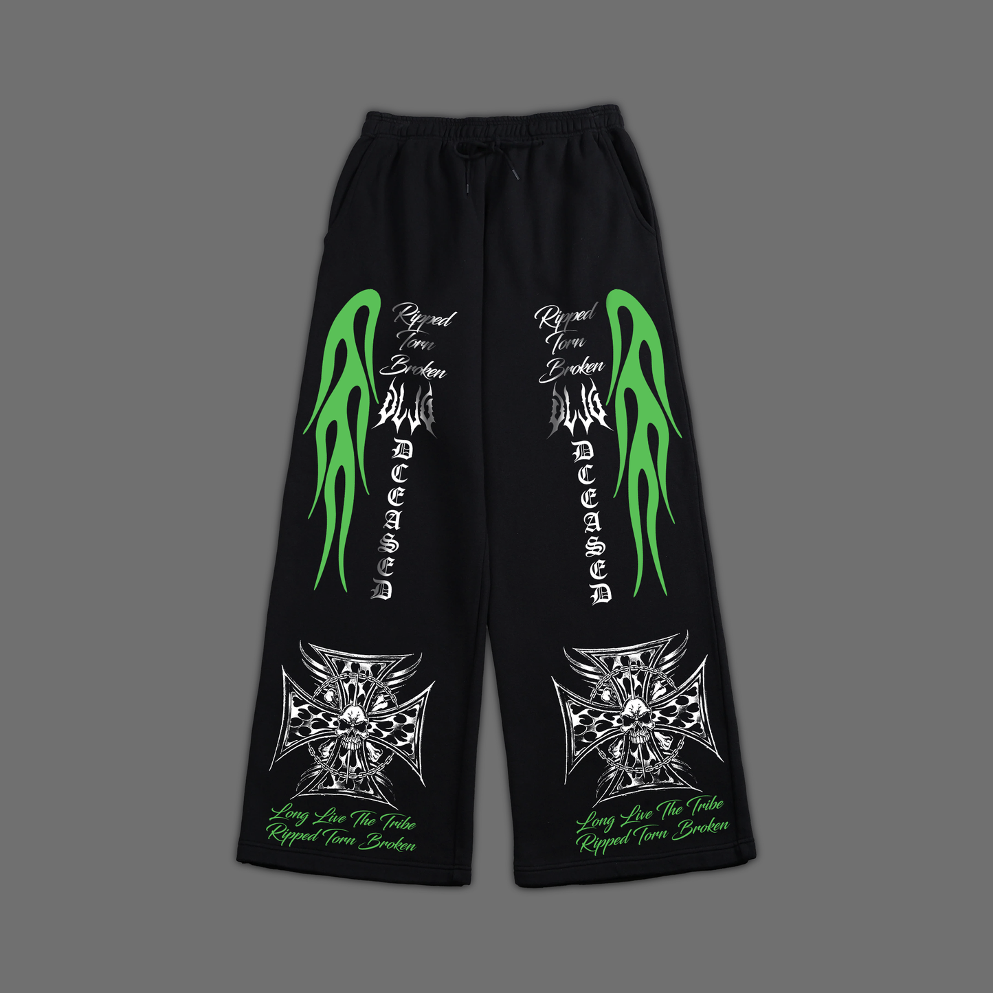 'DCEASED' WIDE LEG LOUNGE SWEATS IN ACTIVE BLACK