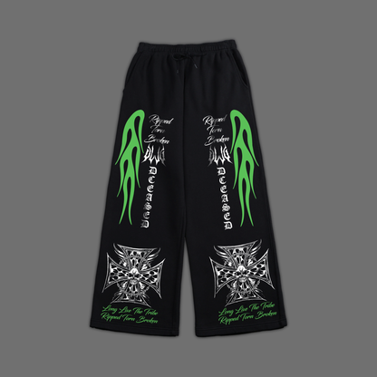 'DCEASED' WIDE LEG LOUNGE SWEATS IN ACTIVE BLACK