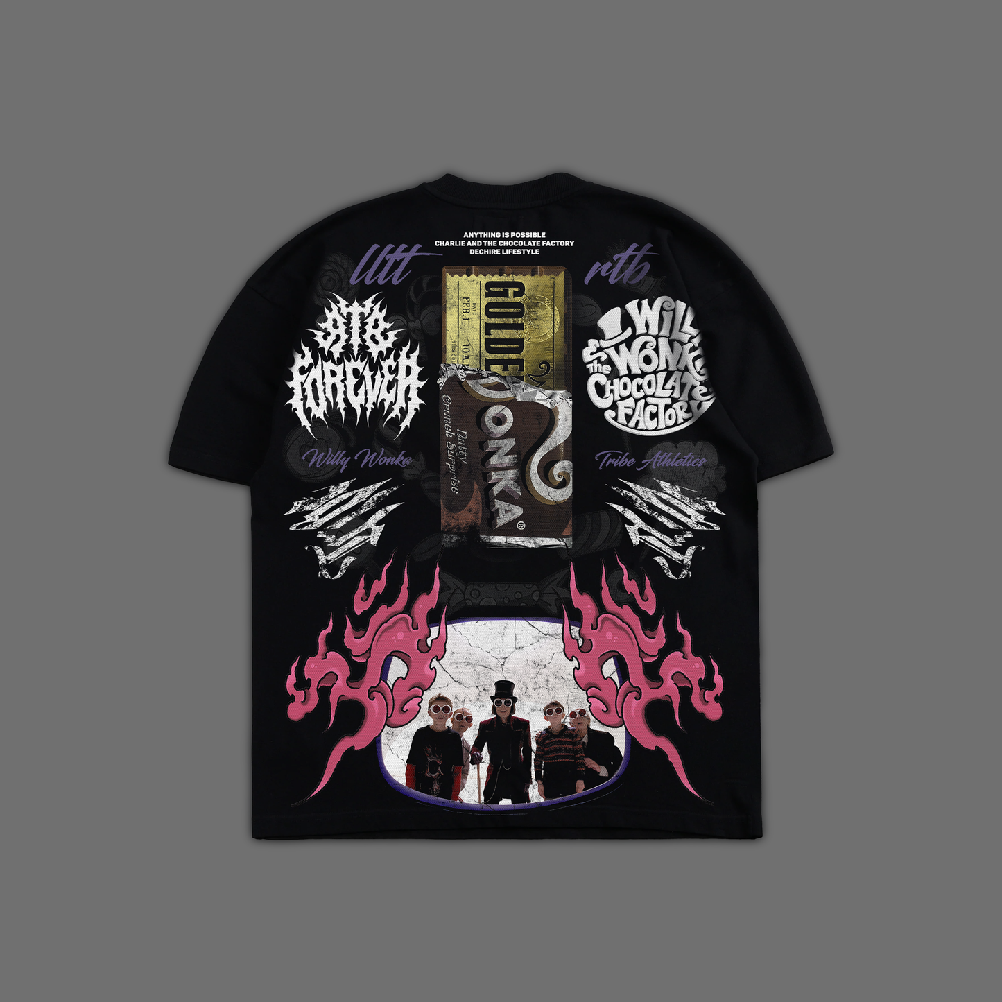 WONKA'S GOLDEN TICKET 'LIMITED' OVERSIZED TEE IN BLACK