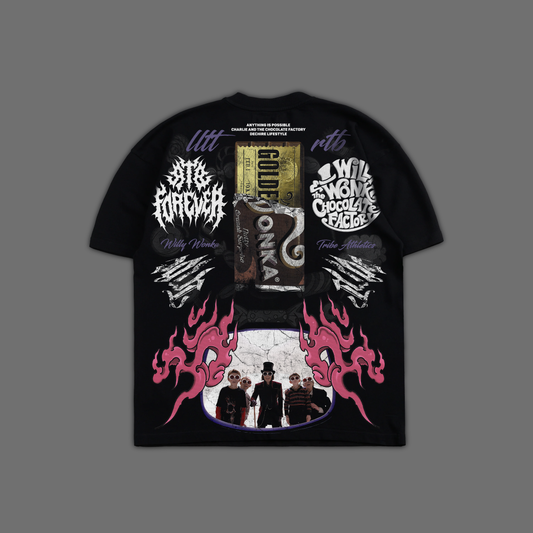 WONKA'S GOLDEN TICKET 'LIMITED' OVERSIZED TEE IN BLACK