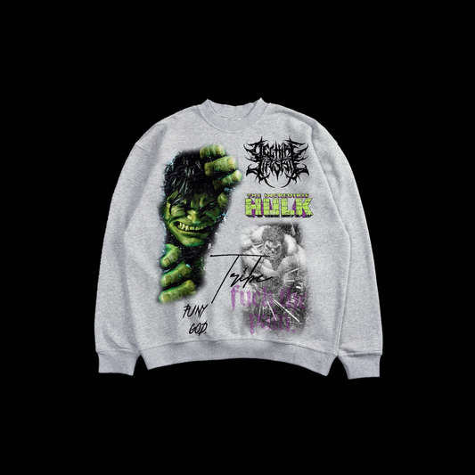 HULK 'CHAPTER 1' OVERSIZED CREWNECK IN ATHLETIC GRAY