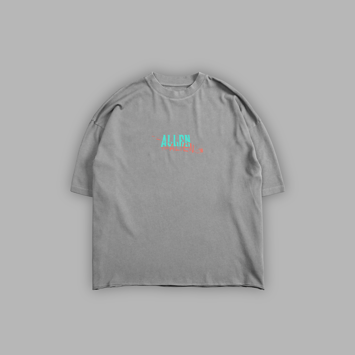 ALLEN THE ALIEN 'LIMITED' RAW HEM OVERSIZED TEE IN GRAY