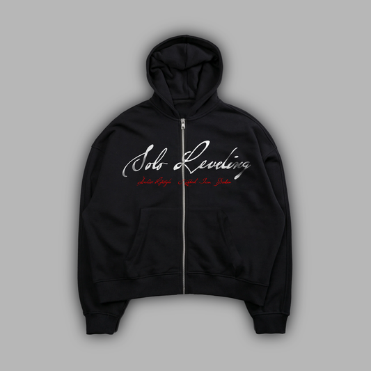 ARISE.. '1 OF 100' OS RAGLAN ZIP HOODIE IN BLACK