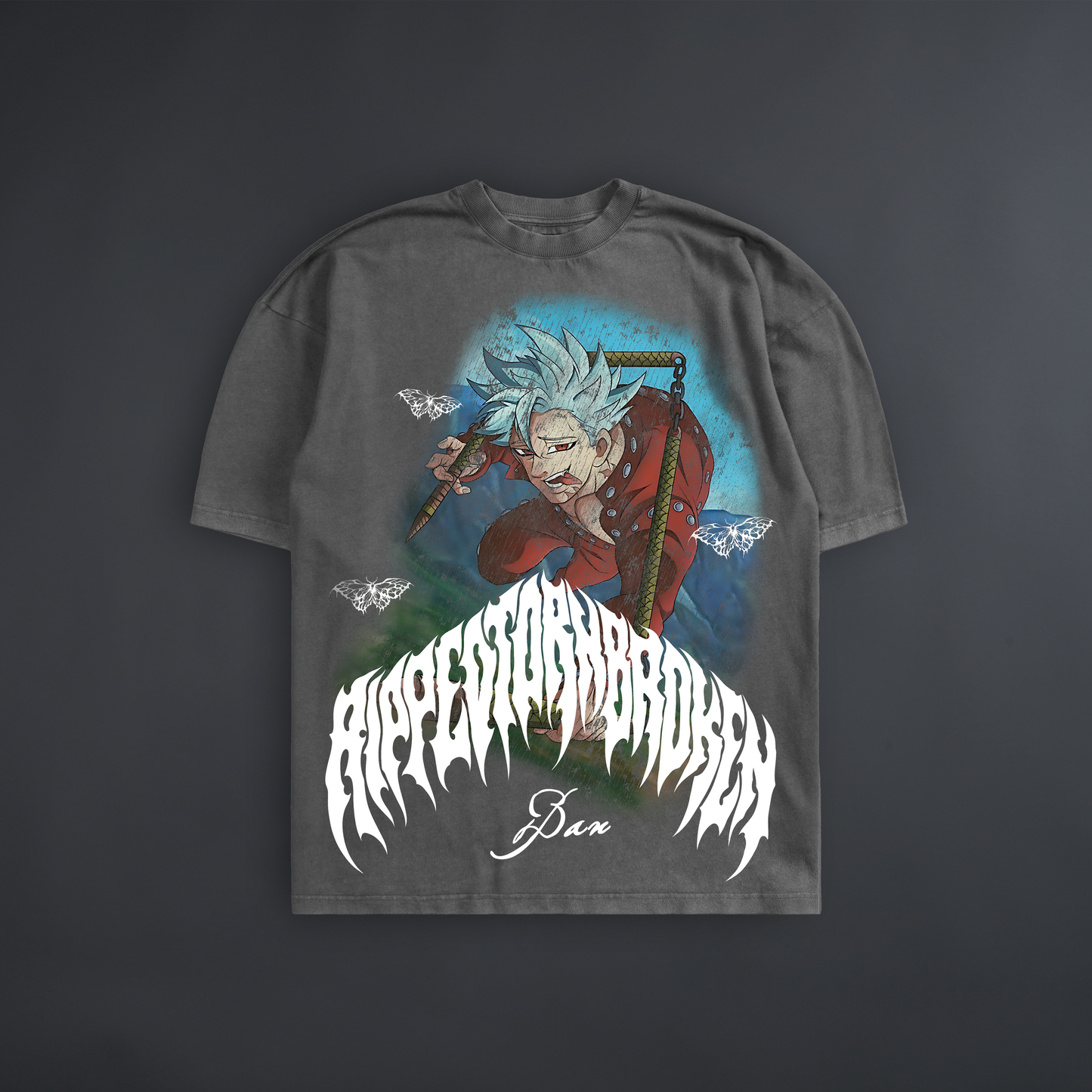 BAN: GREED 'LIMITED' OVERSIZED TEE IN CHARCOAL GRAY & BLACK
