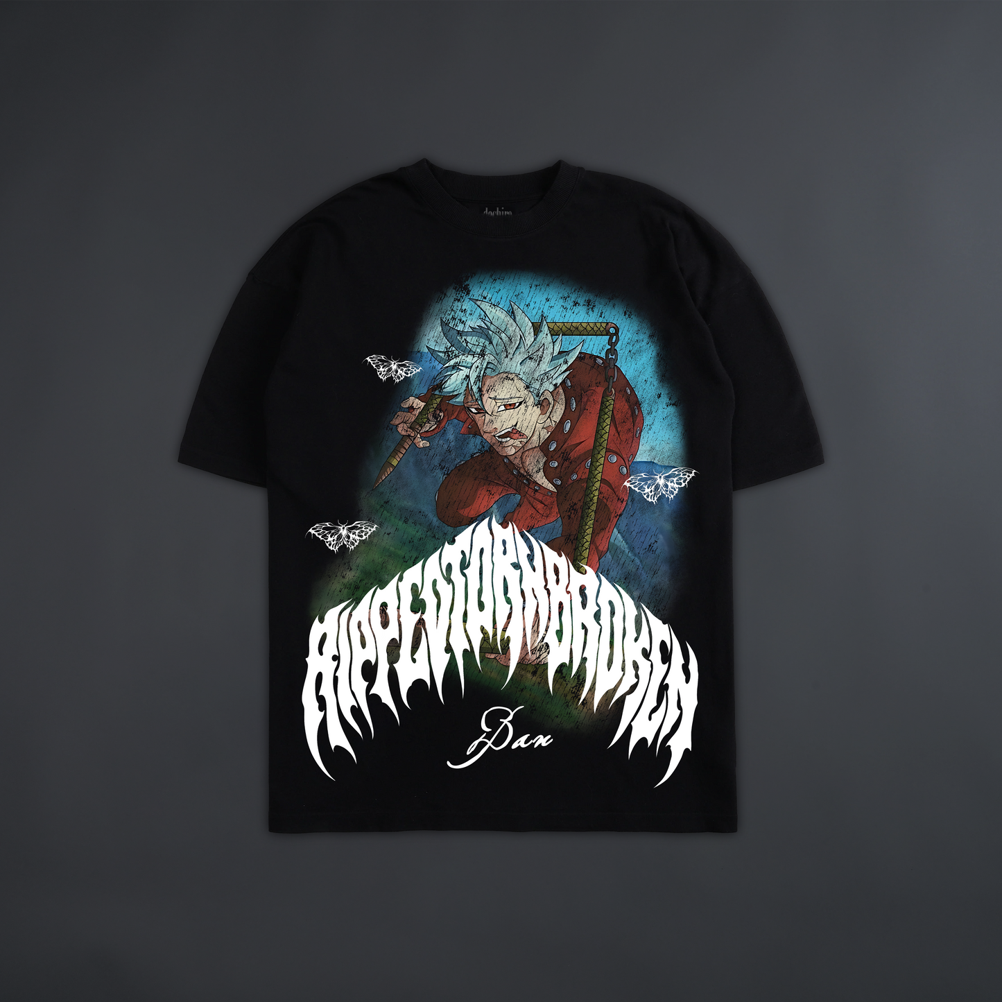 BAN: GREED 'LIMITED' OVERSIZED TEE IN CHARCOAL GRAY & BLACK