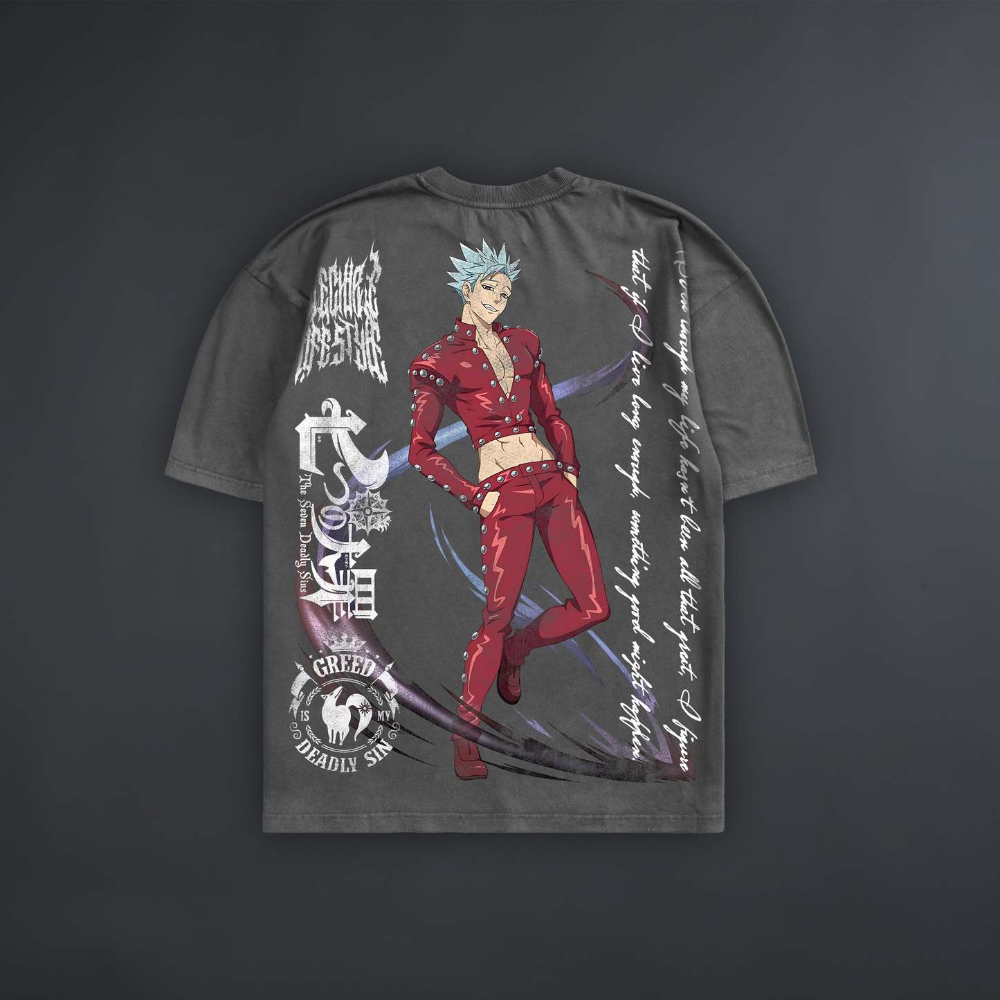 BAN: GREED 'LIMITED' OVERSIZED TEE IN CHARCOAL GRAY & BLACK