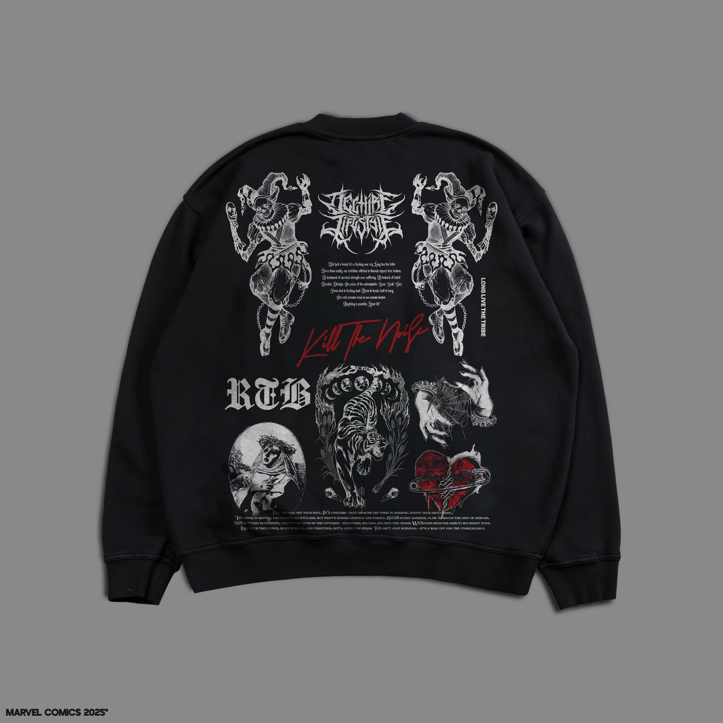 WAKANDA FOREVER x KTN 'LIMITED' OVERSIZED TERRY CREW-SWEAT IN BLACK