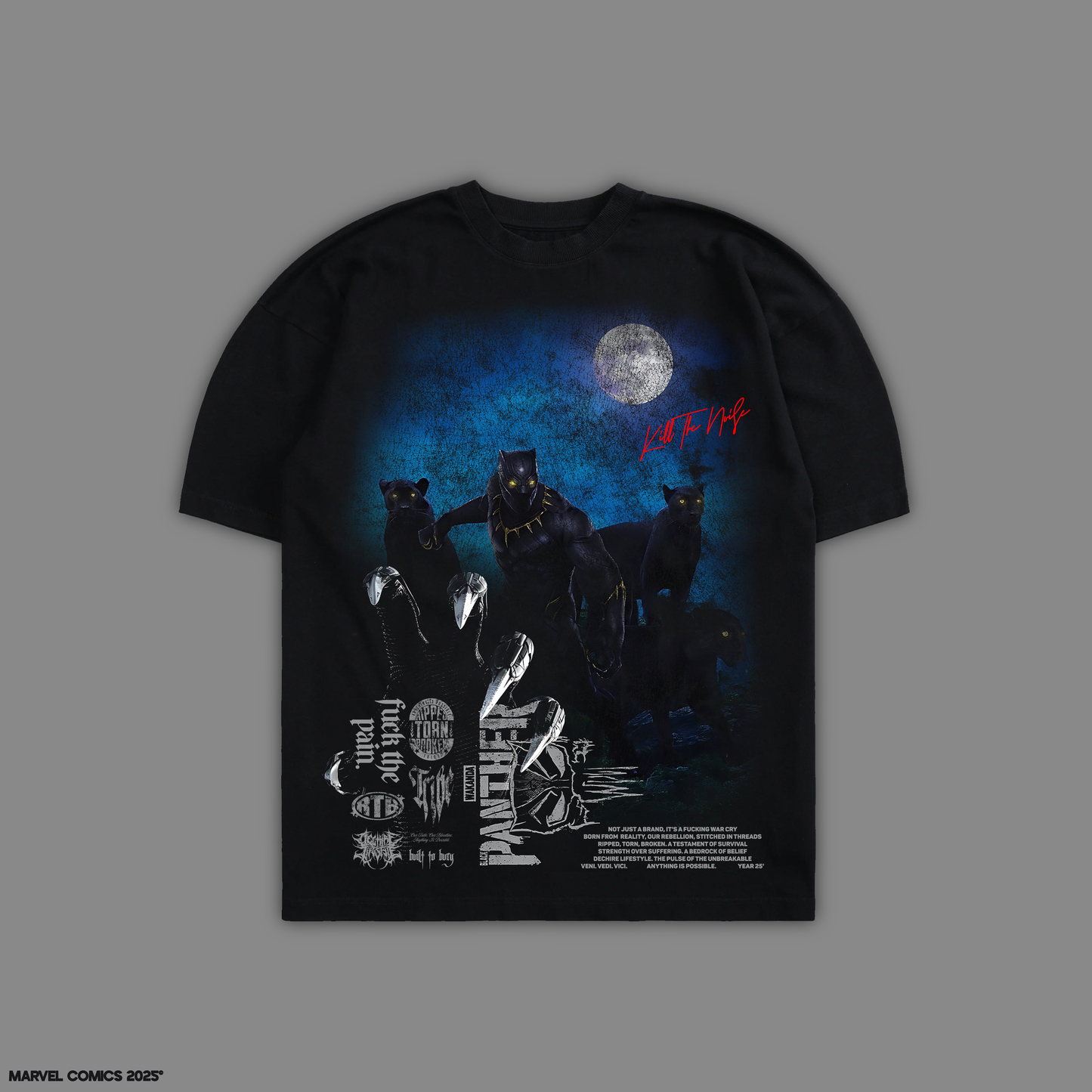BLACK PANTHER 1998 'LIMITED' 10oz OVERSIZED TEE IN BLACK