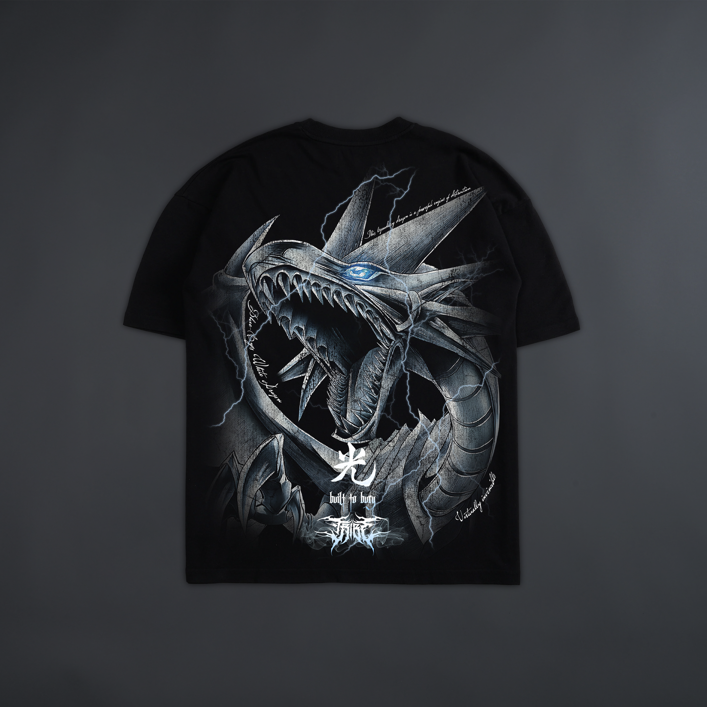 BLUE EYES WHITE DRAGON 'LIMITED' 8oz OVERSIZED TEE IN BLACK