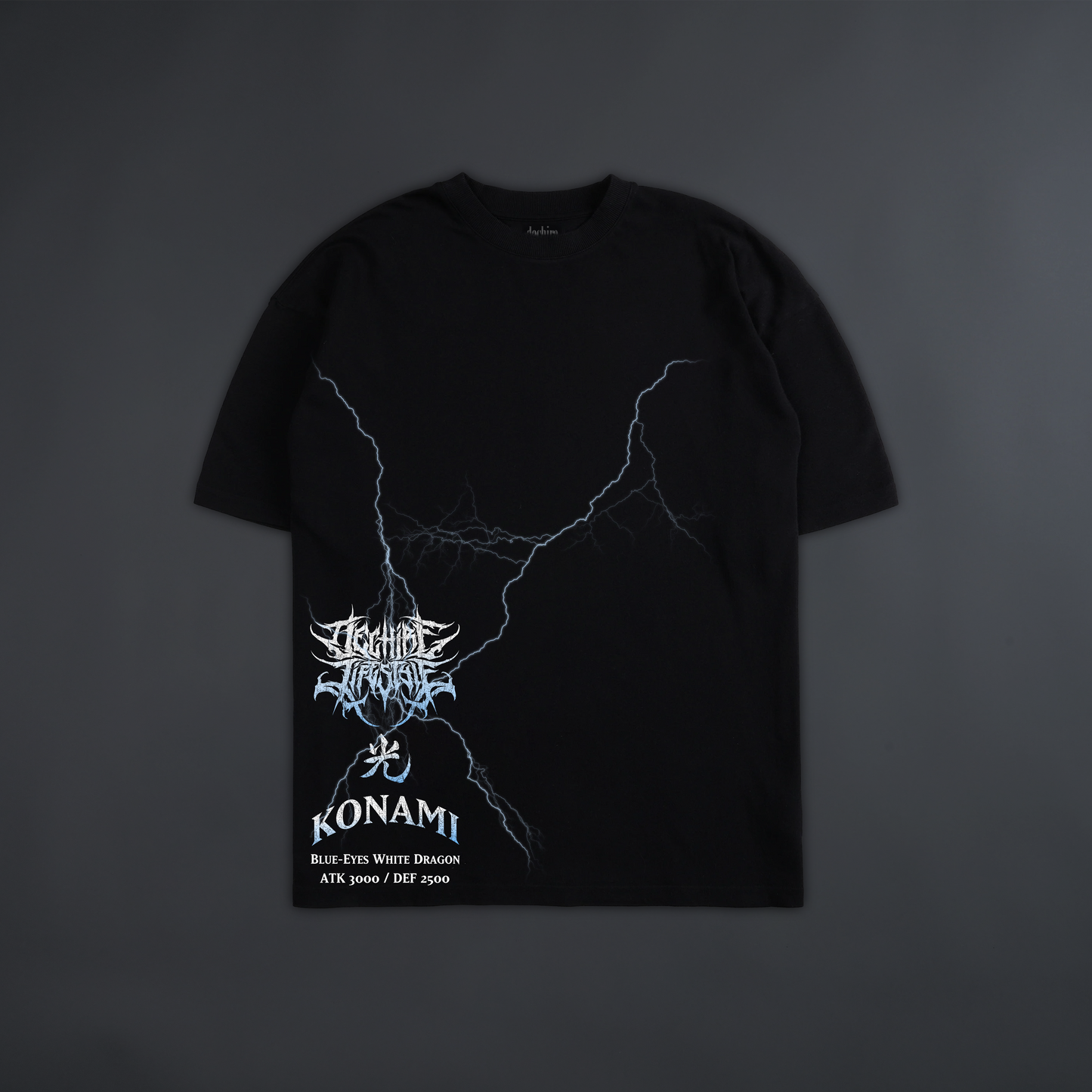 BLUE EYES WHITE DRAGON 'LIMITED' 8oz OVERSIZED TEE IN BLACK