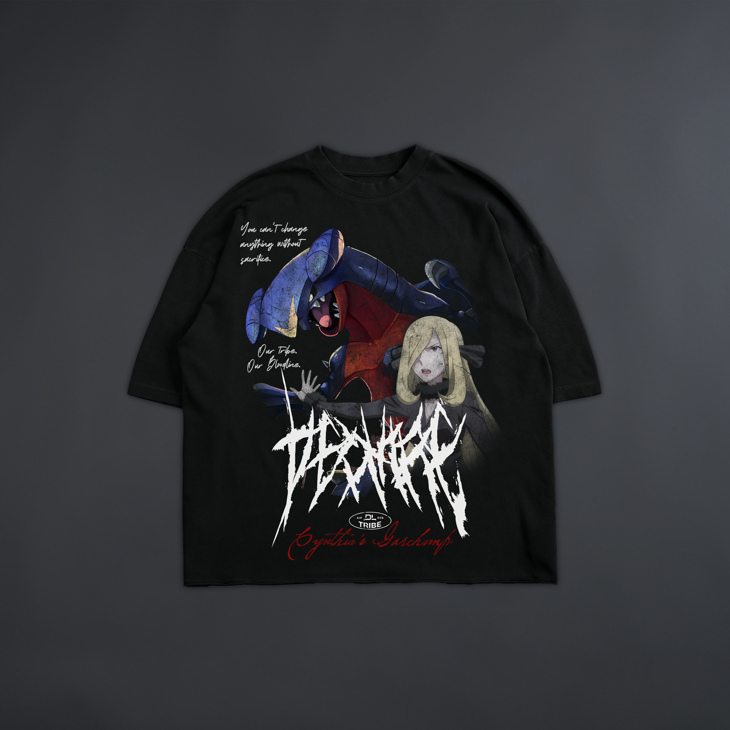 GARCHOMP & CYNTHIA 'LIMITED' DL:MADE RAW HEM OVERSIZED TEE