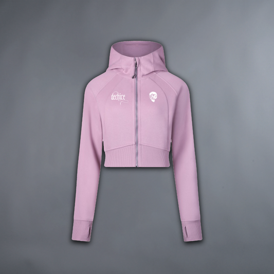 PAINT ME AS THE VILLAIN 'LIMITED' CROP ZIP HOODIE IN RETRO PINK