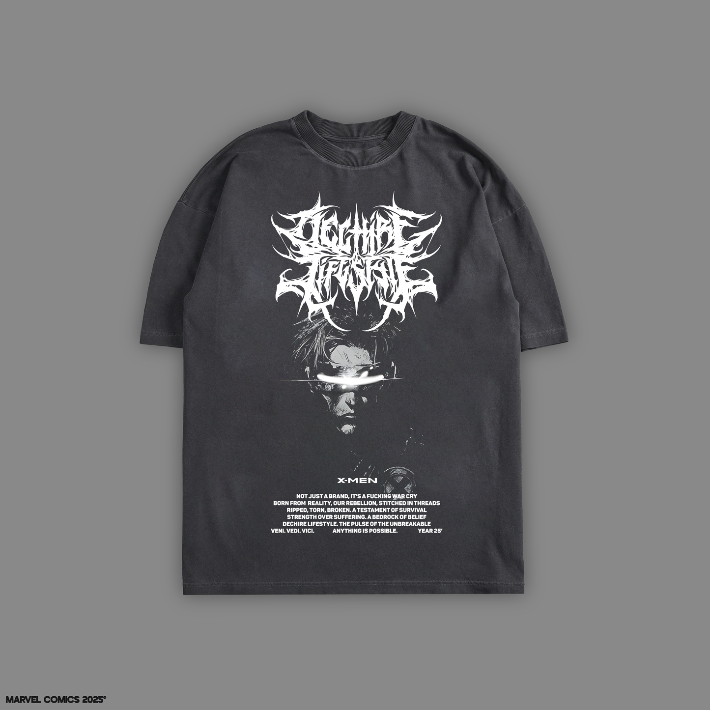CYCLOPS: TO ME, MY X-MEN 'LIMITED' 8oz DROP SHOULDER TEE IN GRAPHITE