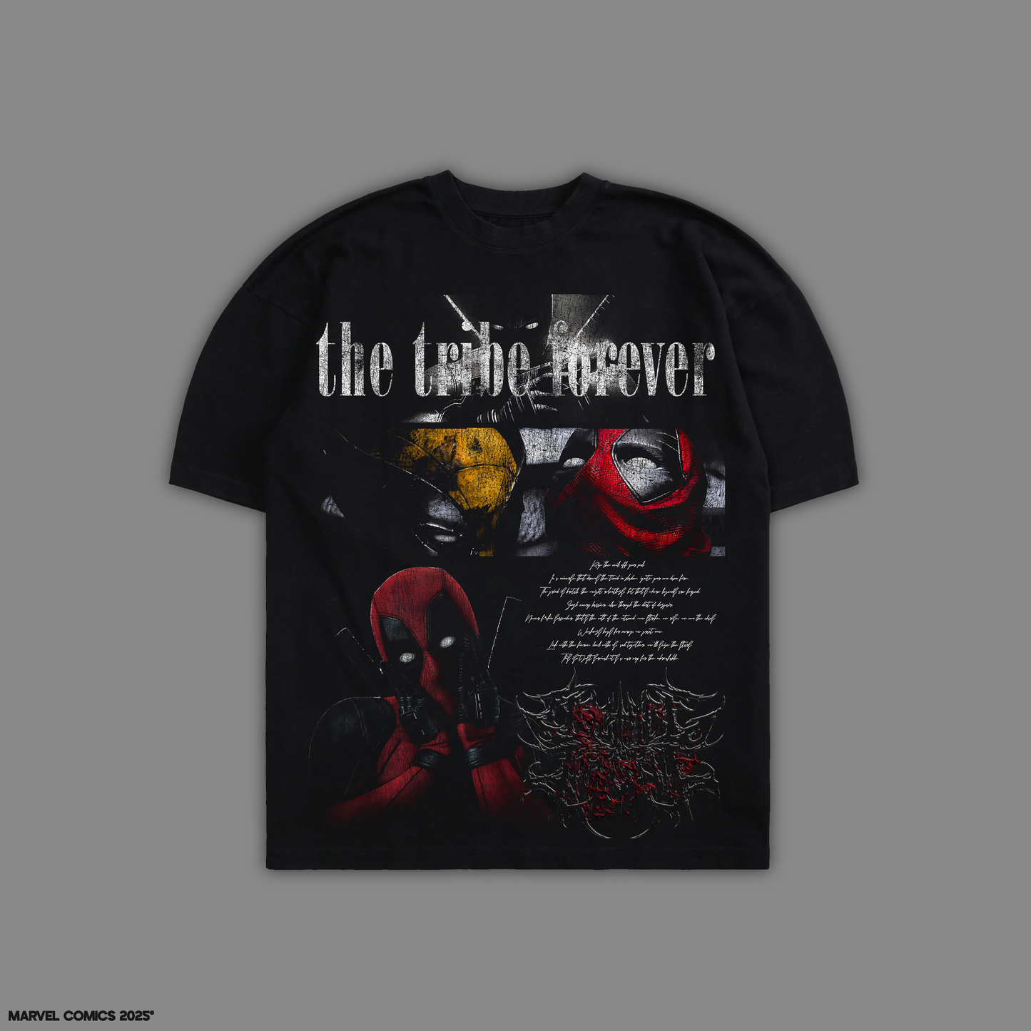 DEADPOOL: BE VIOLENT FIRST '1 OF 100' 10oz OVERSIZED TEE IN BLACK