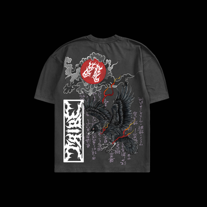 OMEN OF DEATH 'LIMITED' OS TEE IN LOTUS & CHARCOAL