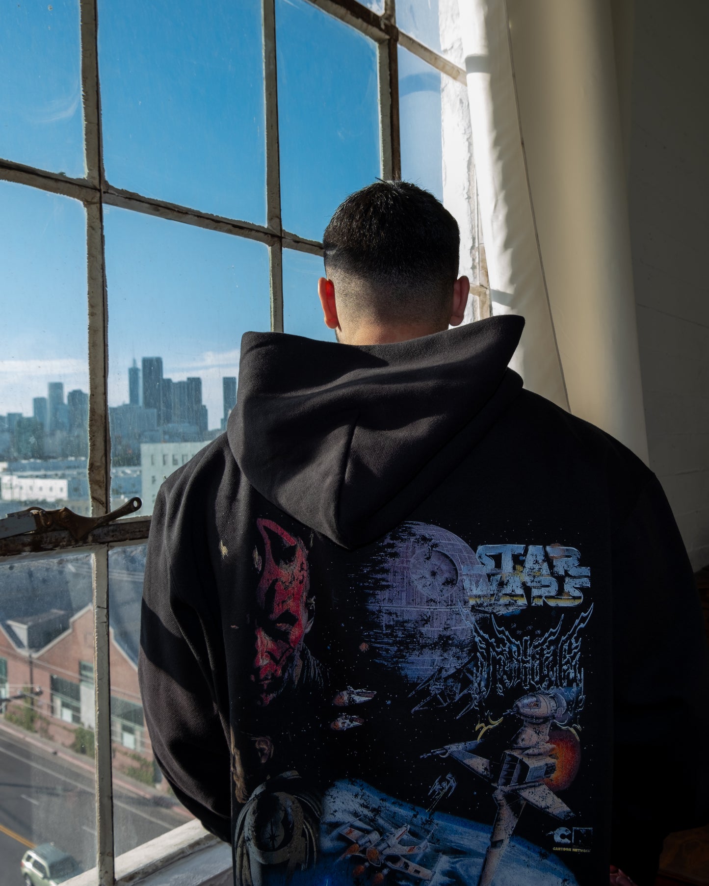CLONE WARS '1 OF 100' FRENCH TERRY OVERSIZED LA:MADE HOODIE IN BLACK