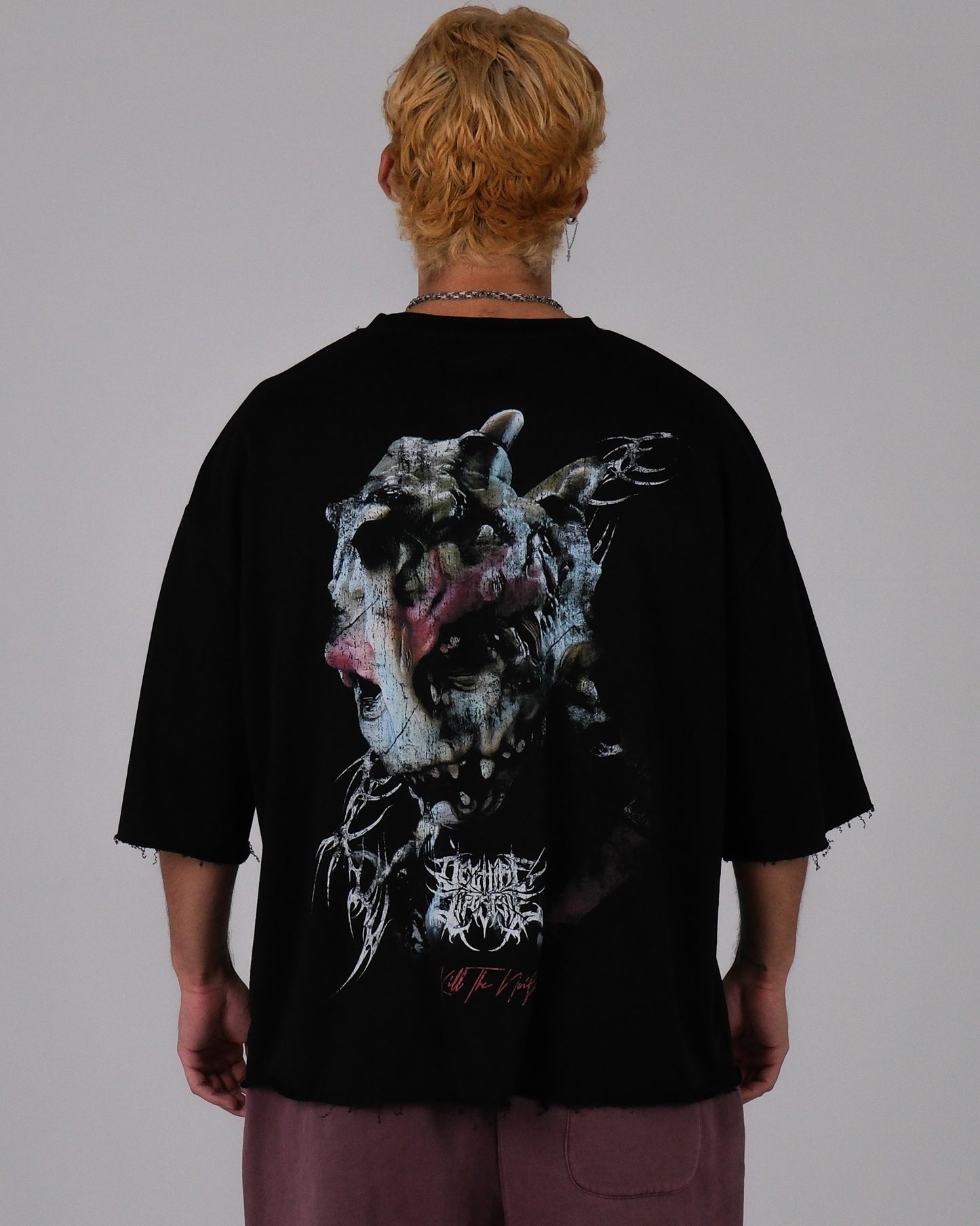 MESOGAG '1 OF 100' FULL HEM OVERSIZED TERRY TEE IN ACTIVE BLACK