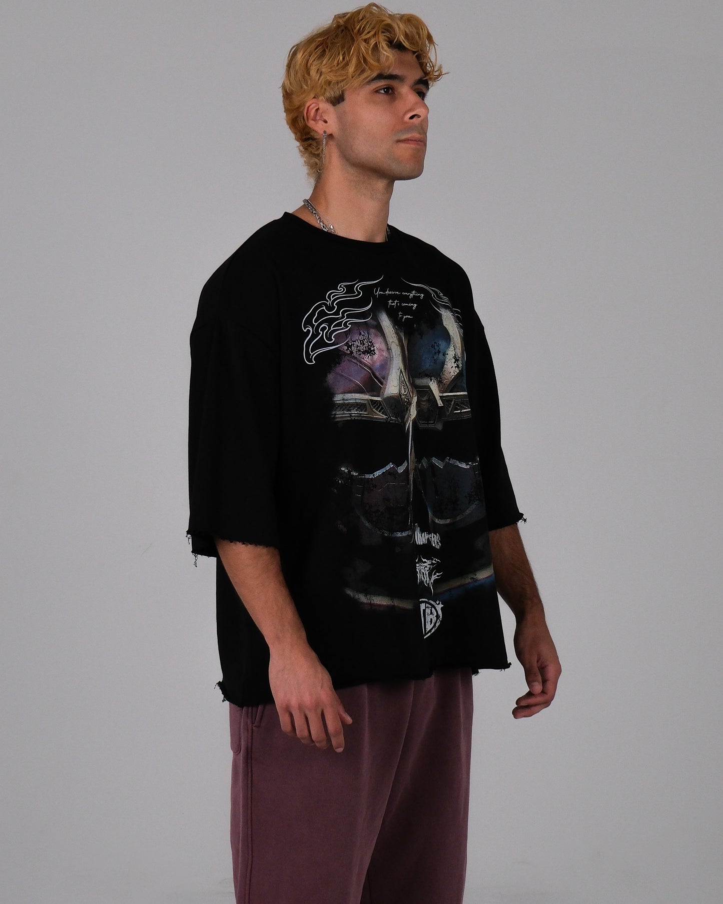 NINJA STORM || THUNDER RANGERS ' 1 OF 100' FULL HEM OVERSIZED TERRY TEE IN ACTIVE BLACK