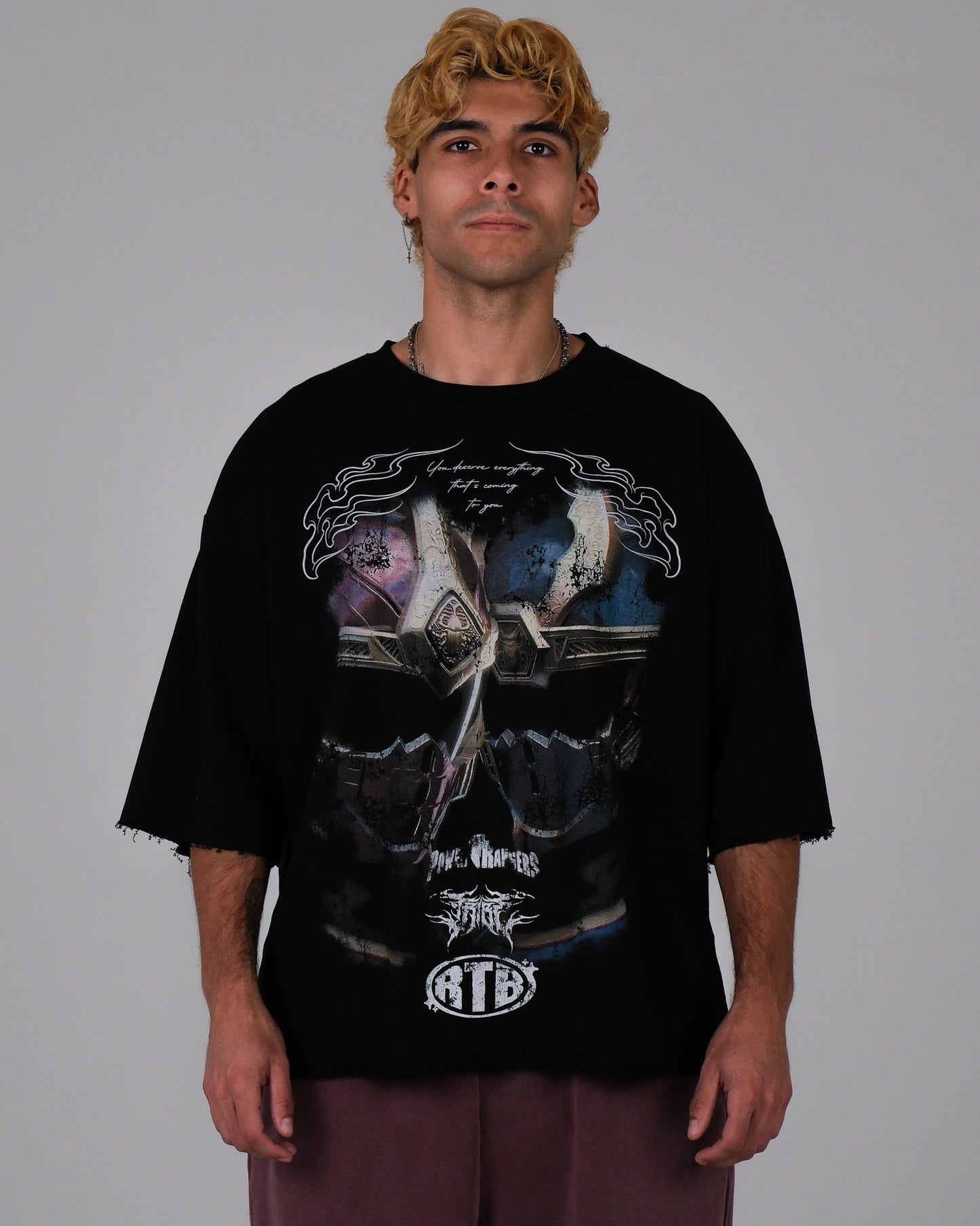 NINJA STORM || THUNDER RANGERS ' 1 OF 100' FULL HEM OVERSIZED TERRY TEE IN ACTIVE BLACK