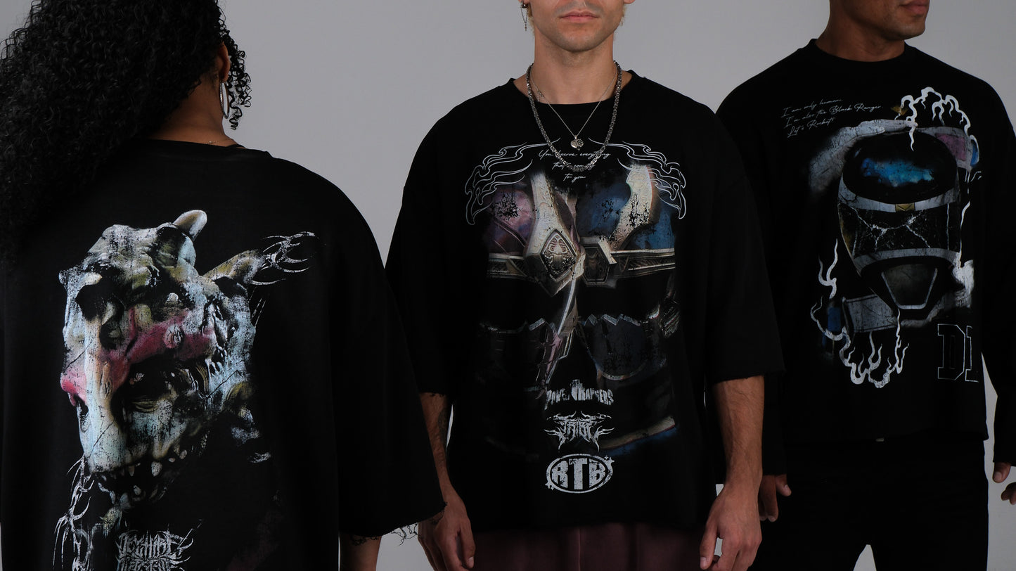 MESOGAG '1 OF 100' FULL HEM OVERSIZED TERRY TEE IN ACTIVE BLACK