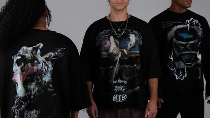 MESOGAG '1 OF 100' FULL HEM OVERSIZED TERRY TEE IN ACTIVE BLACK