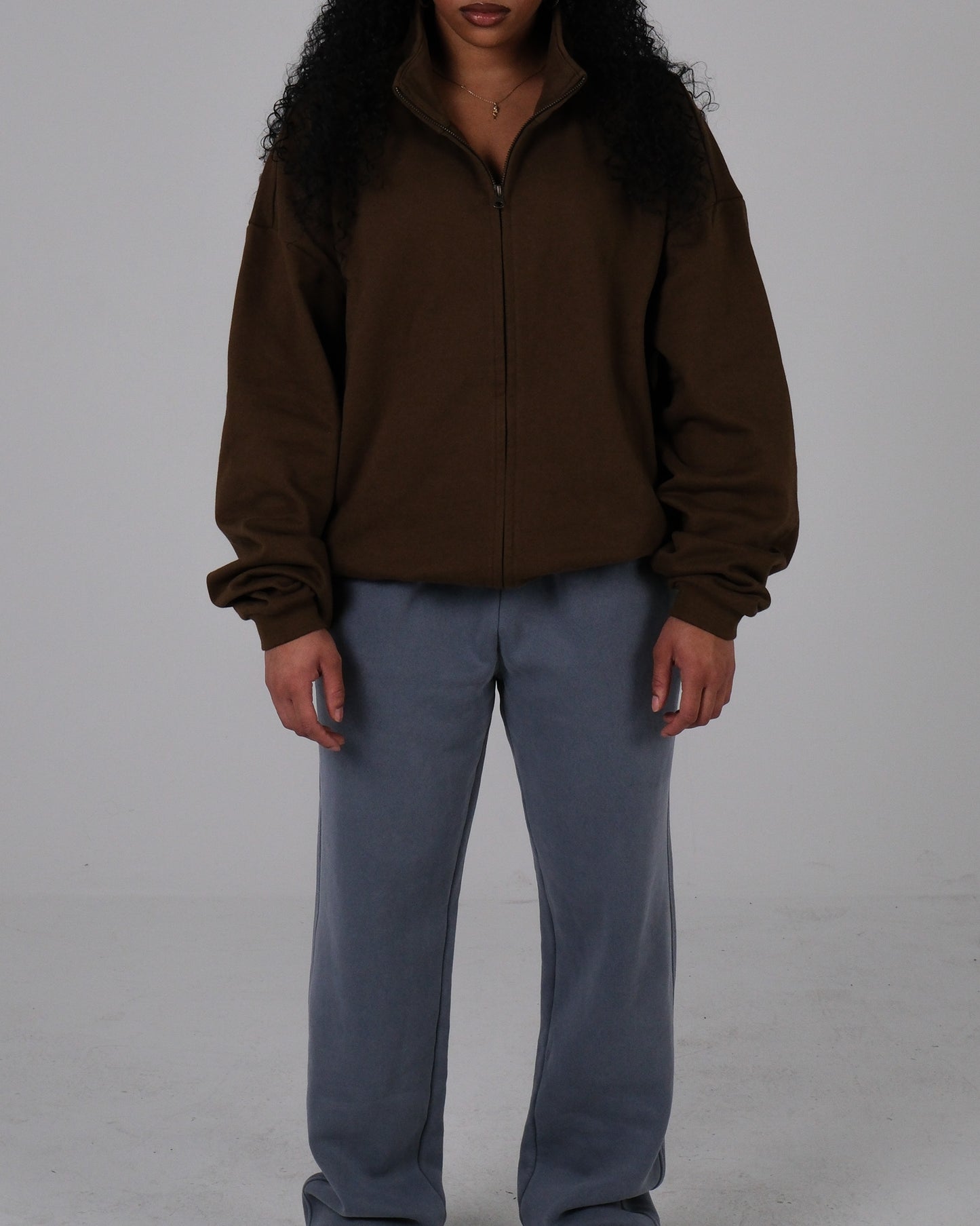 DL: ESSENTIALS 02 FRAYED ENZYME WASHED WIDE LEG SWEATS IN SLATE BLUE