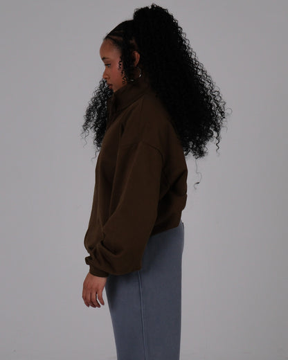 DL: ESSENTIALS 01 OVERSIZED TRACK ZIP JACKET IN TAUPE