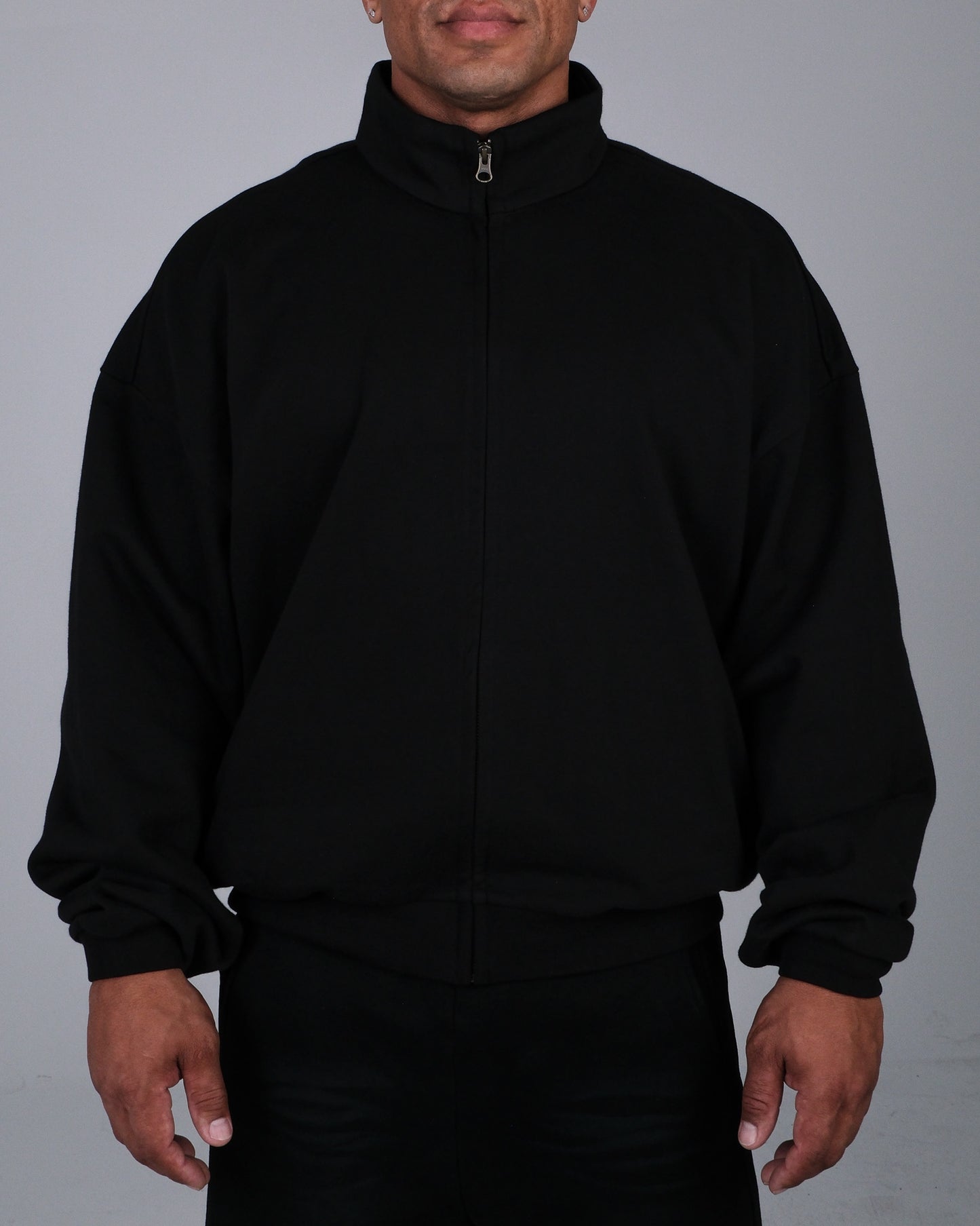 ZEO || GOLD RANGER OVERSIZED TRACK ZIP JACKET IN ACTIVE BLACK