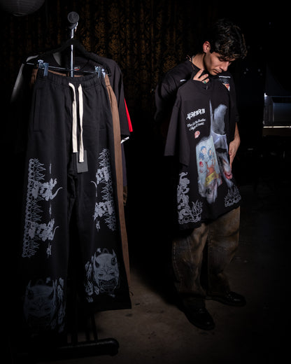 'lá mort | METAL KNIGHTS TBWL' WIDE LEG LOUNGE SWEATS IN BLACK