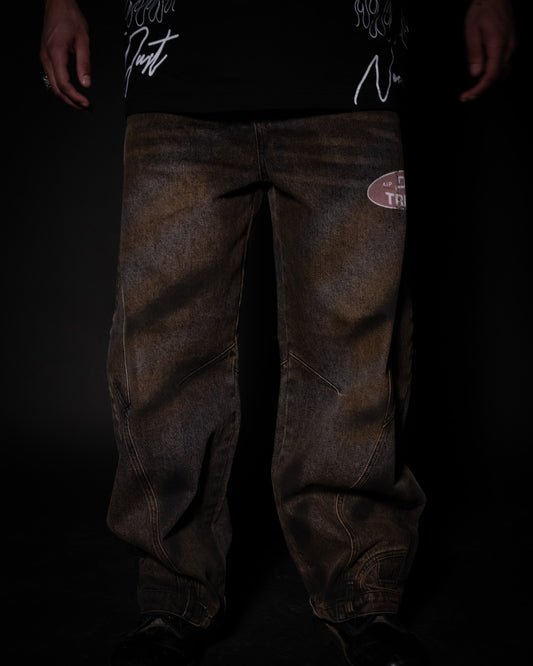 TRIBE ESSENTIALS 'LIMITED' GRUNGE WASHED DENIM BLADE JEANS