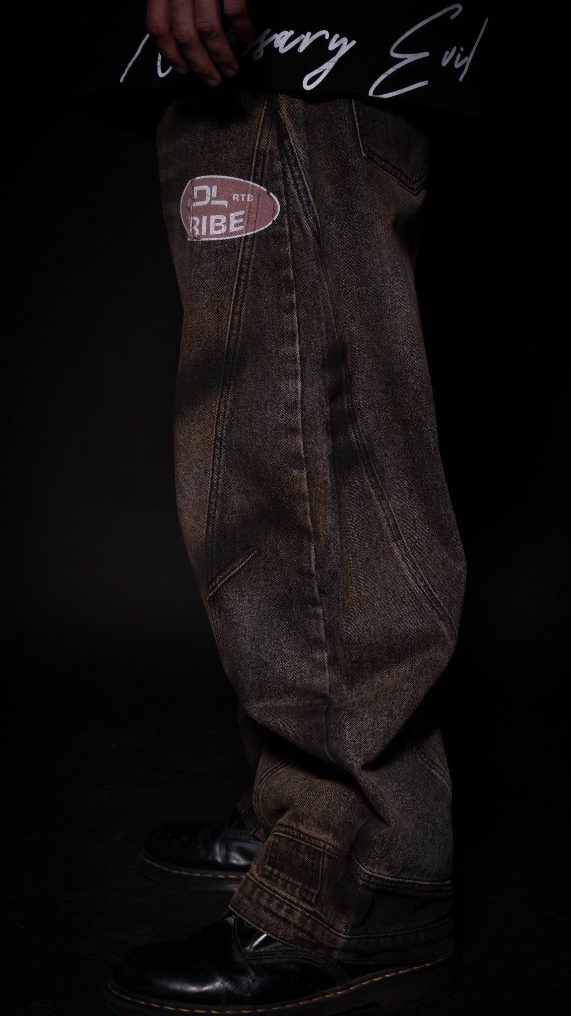 TRIBE ESSENTIALS 'LIMITED' GRUNGE WASHED DENIM BLADE JEANS