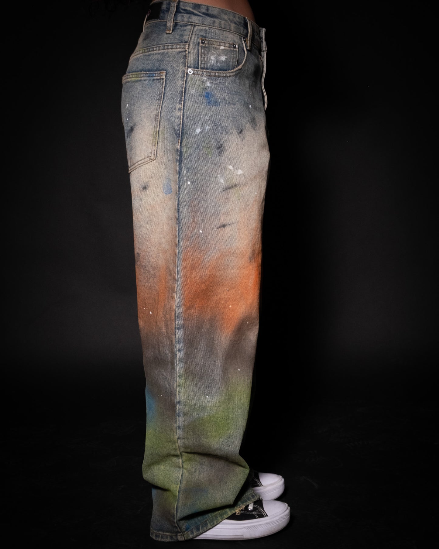 HARLEY & JOKER'S '1 OF 100' HAND GRAFFITIED BAGGY WL JEANS