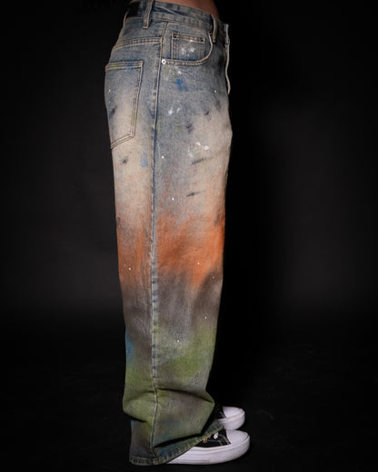 HARLEY & JOKER'S '1 OF 100' HAND GRAFFITIED BAGGY WL JEANS