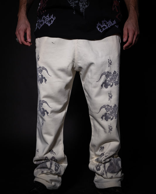 'lá mort | METAL KNIGHTS TBWL' WIDE LEG LOUNGE SWEATS IN CREAM