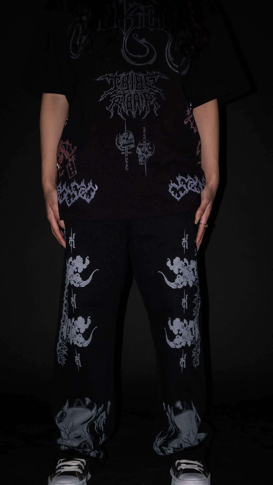 'lá mort | METAL KNIGHTS TBWL' WIDE LEG LOUNGE SWEATS IN BLACK