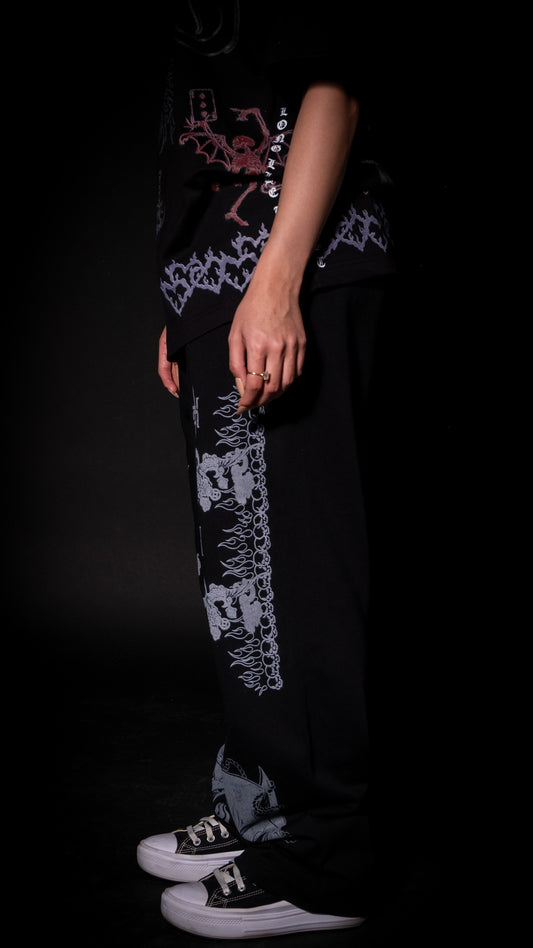 'lá mort | METAL KNIGHTS TBWL' WIDE LEG LOUNGE SWEATS IN BLACK
