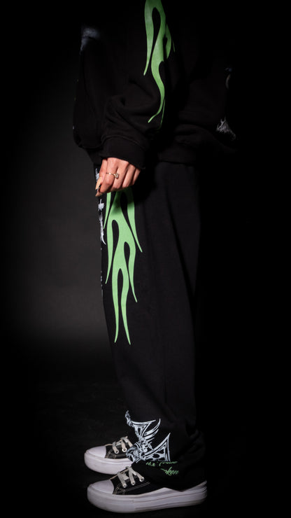 'DCEASED' WIDE LEG LOUNGE SWEATS IN ACTIVE BLACK