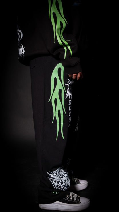 'DCEASED' WIDE LEG LOUNGE SWEATS IN ACTIVE BLACK
