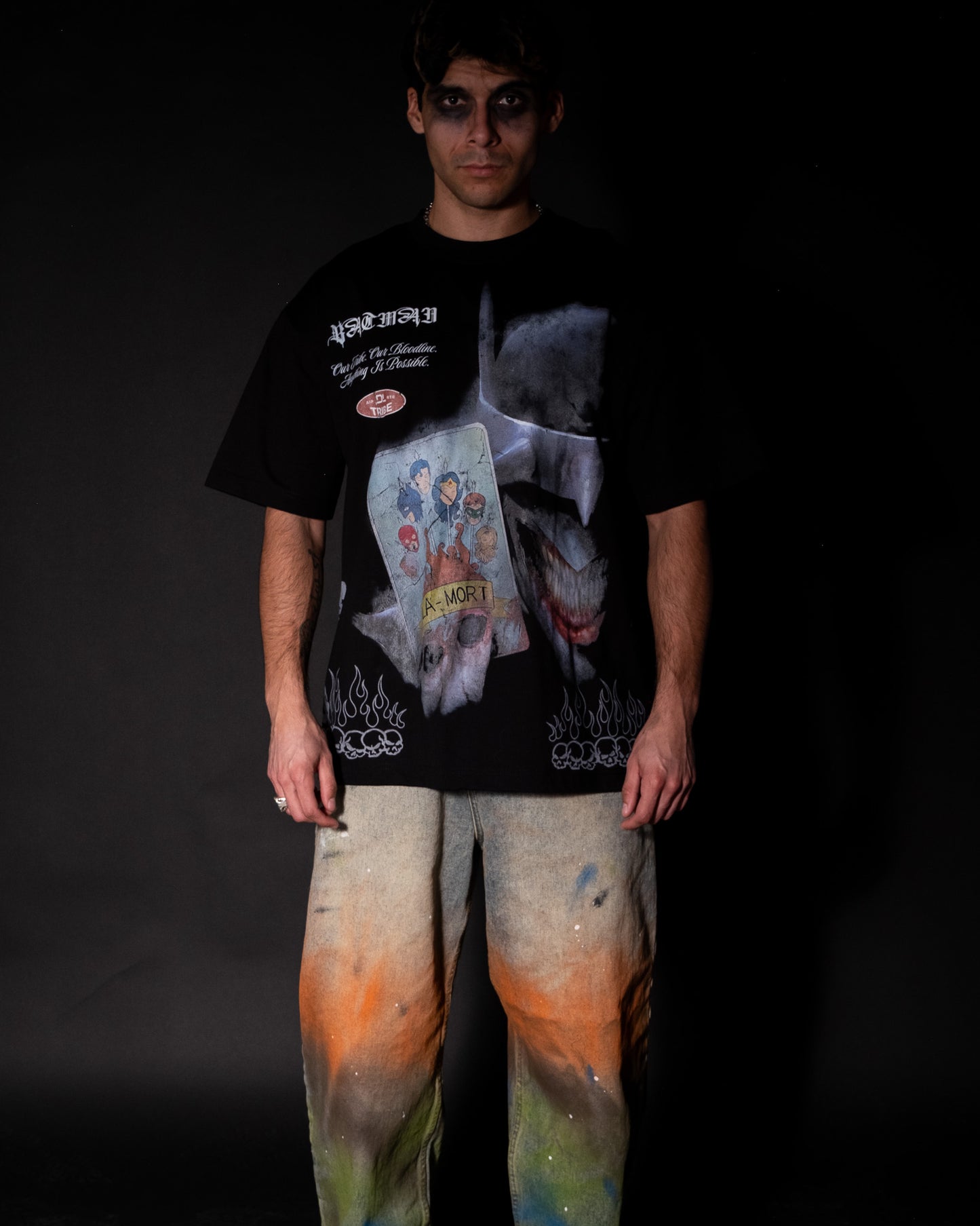 HARLEY & JOKER'S '1 OF 100' HAND GRAFFITIED BAGGY WL JEANS