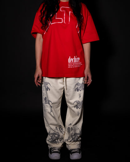 CAPED CRUSADER 'LIMITED' OVERSIZED TEE IN BLOOD RED