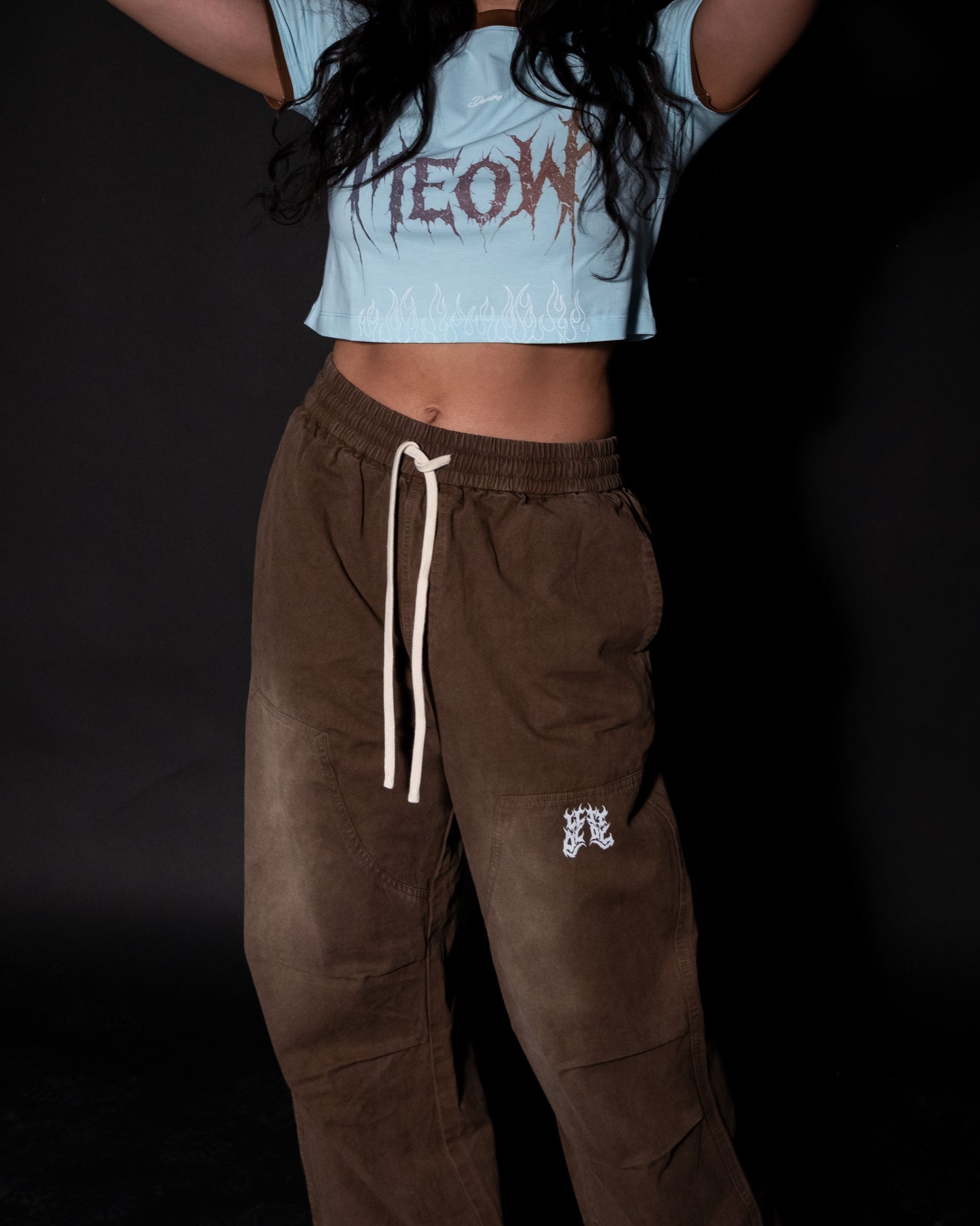 NINE LIVES COLOR RIBBED BABY TEE IN LUSH BLUE & MOCHA