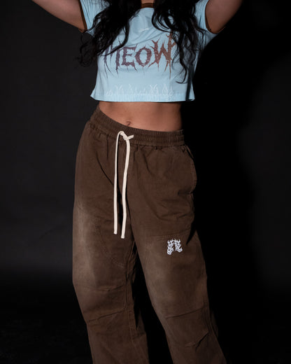NINE LIVES COLOR RIBBED BABY TEE IN LUSH BLUE & MOCHA