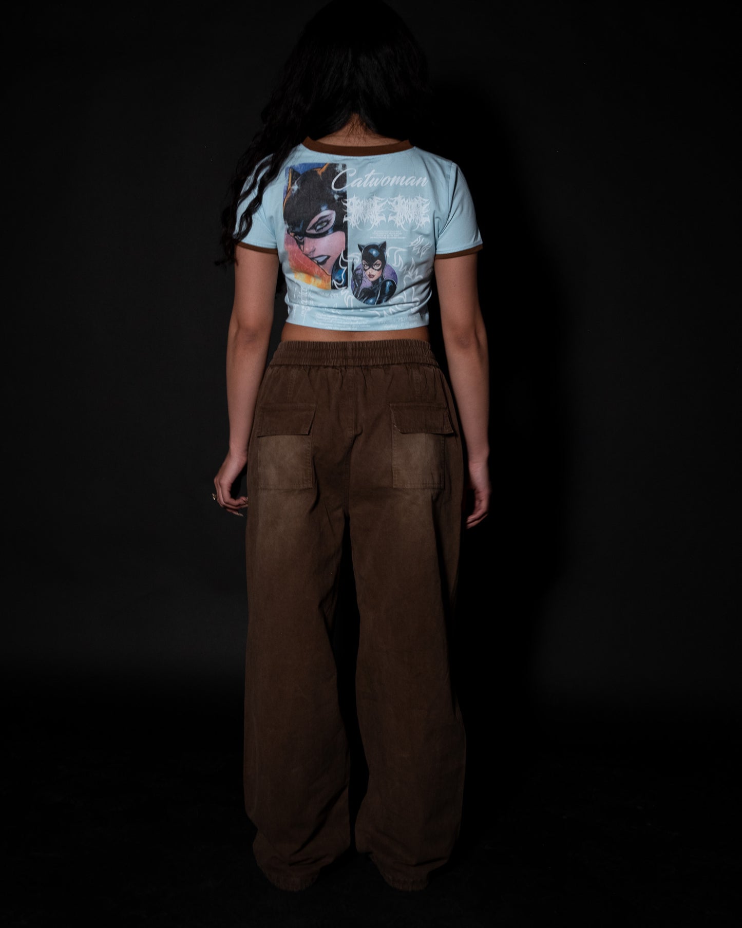 NINE LIVES COLOR RIBBED BABY TEE IN LUSH BLUE & MOCHA