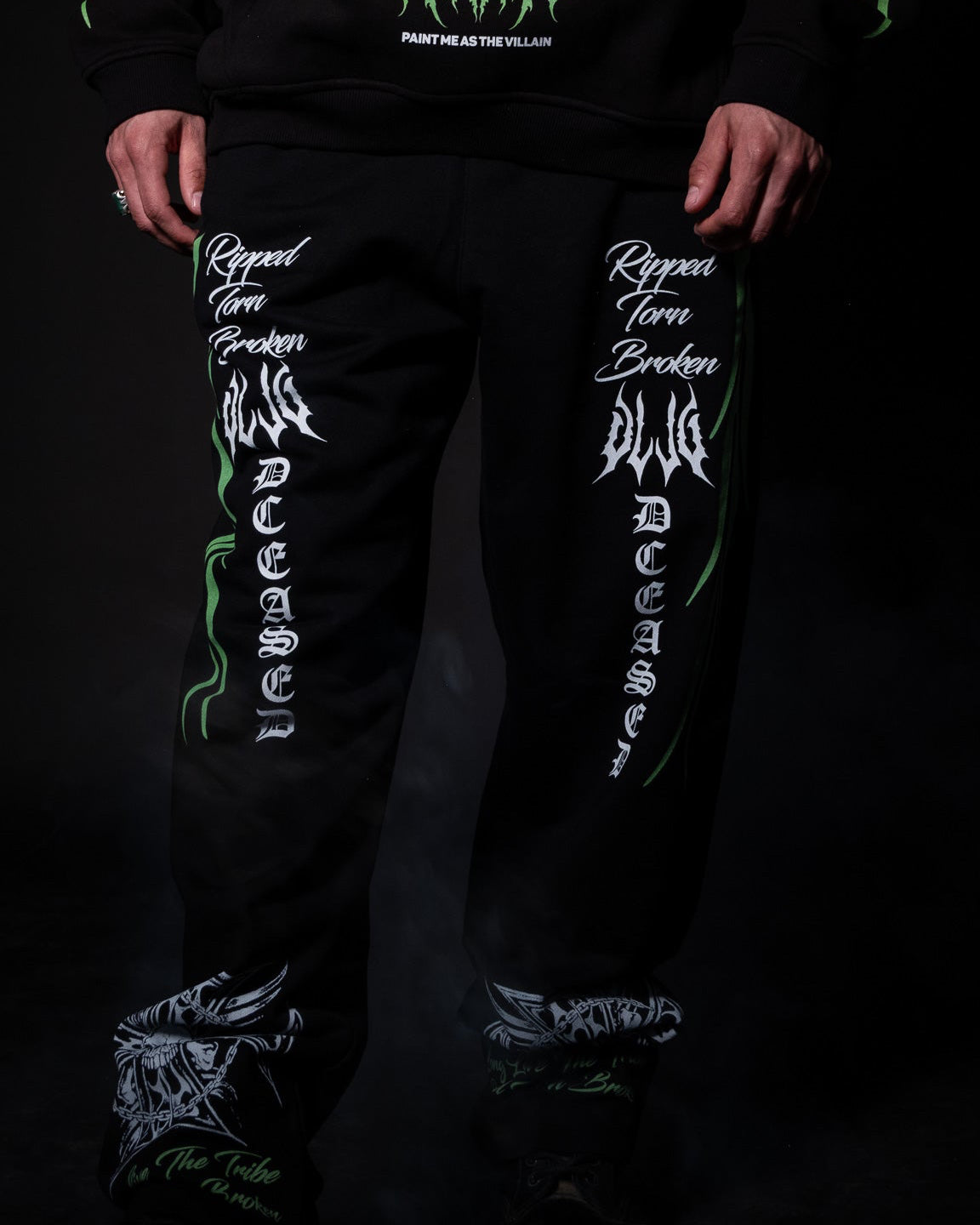 'DCEASED' WIDE LEG LOUNGE SWEATS IN ACTIVE BLACK