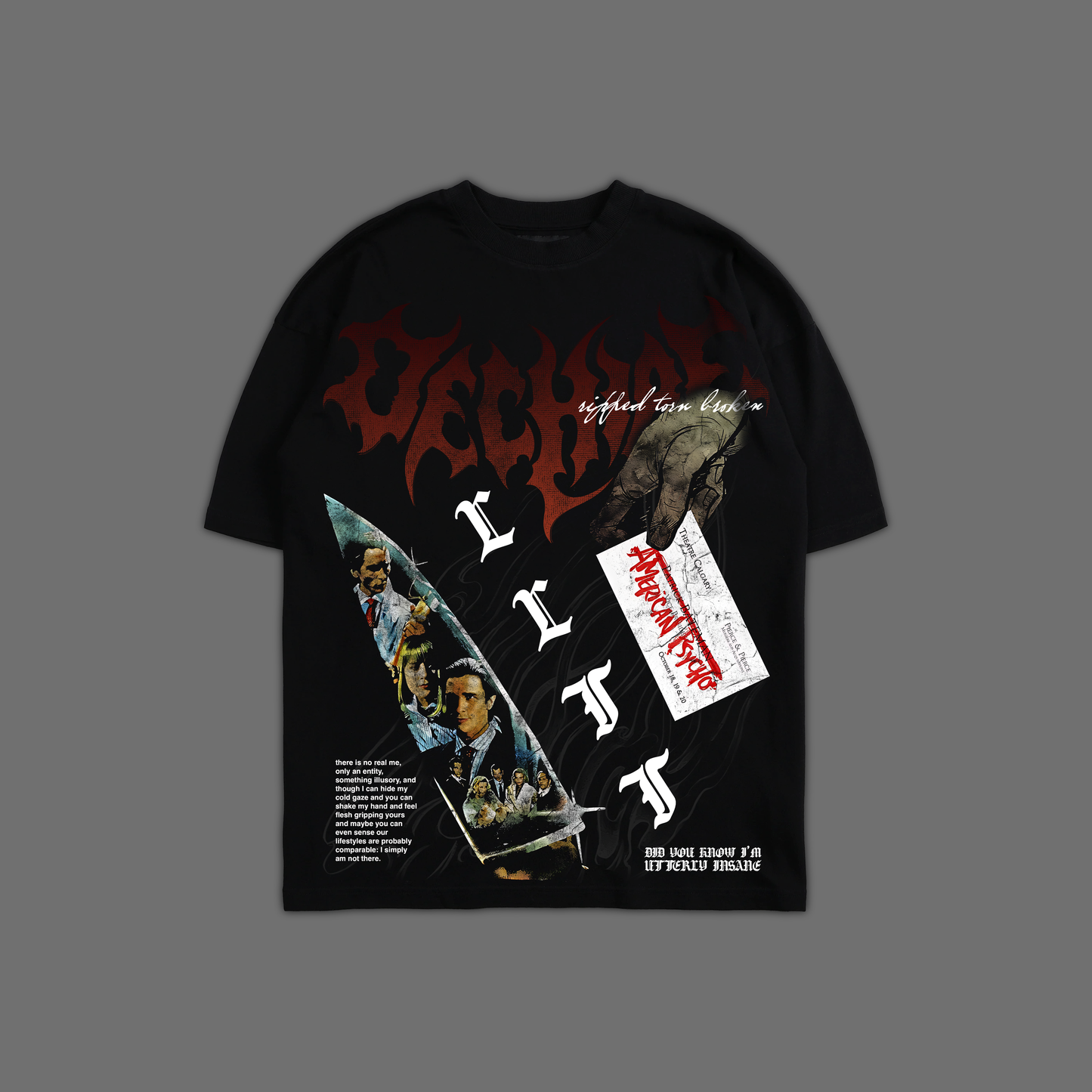 AMERICAN PSYCHO '1 OF 200' OVERSIZED TEE IN BLACK