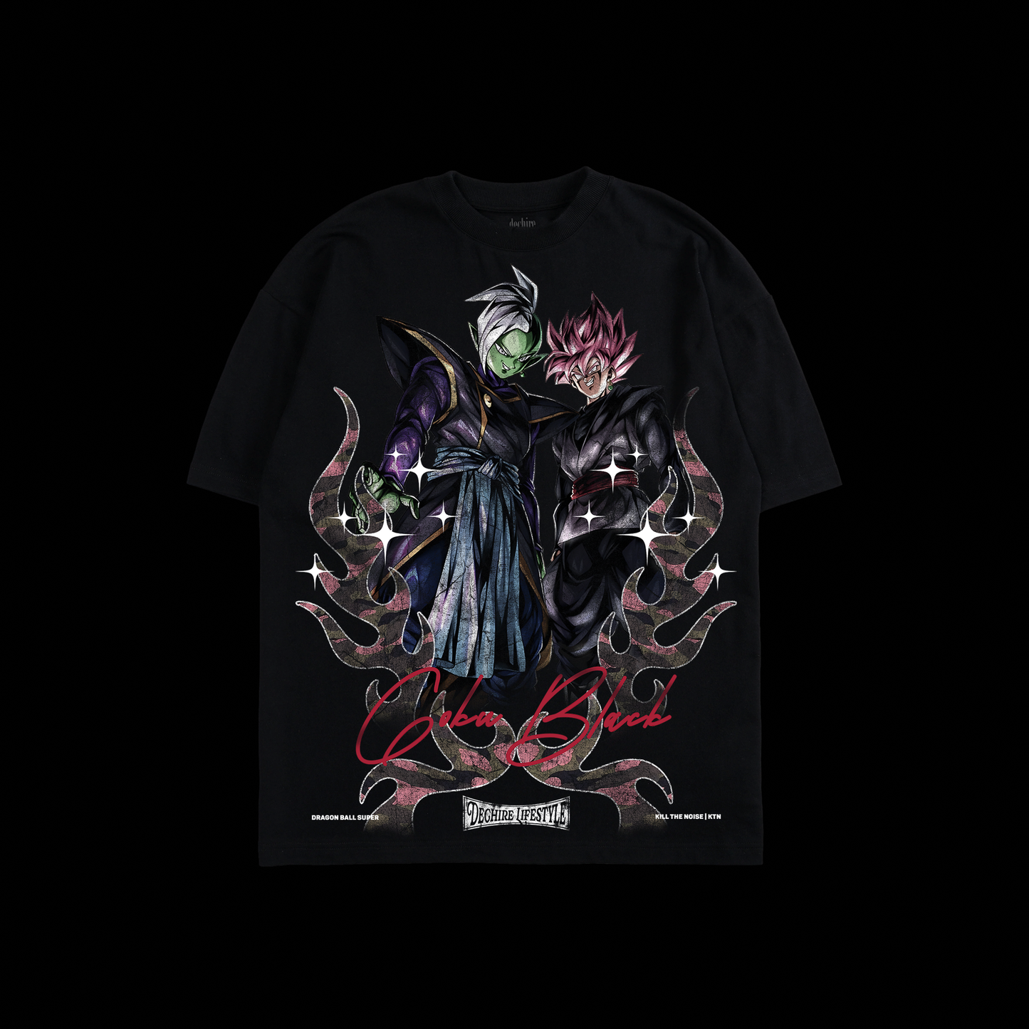 rosé | GOKU BLACK 'STAMPED CAMO SERIES' OS TEE IN BLACK & GRAY