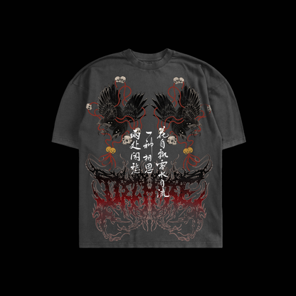 OMEN OF DEATH 'LIMITED' OS TEE IN LOTUS & CHARCOAL
