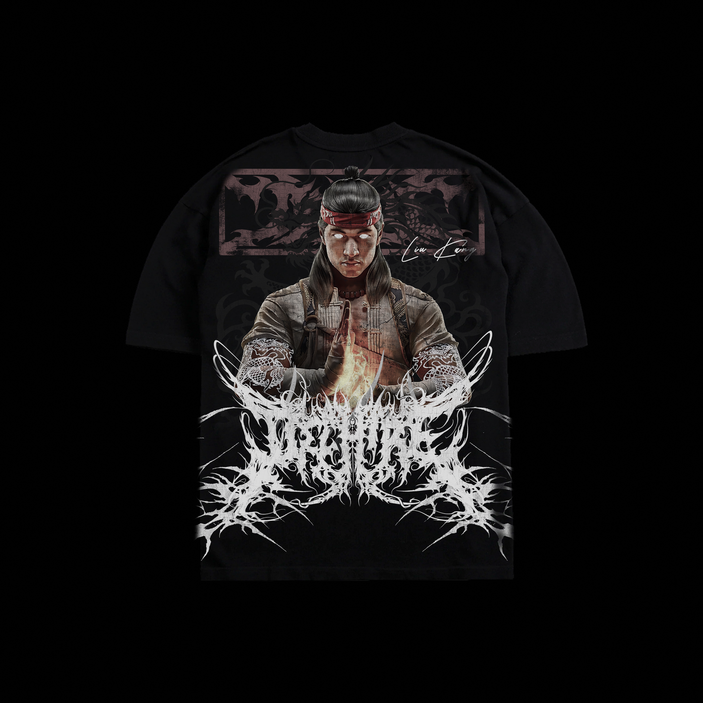 MK | LIU KANG '1 OF 500' OS TEE IN BURGANDY & BLACK