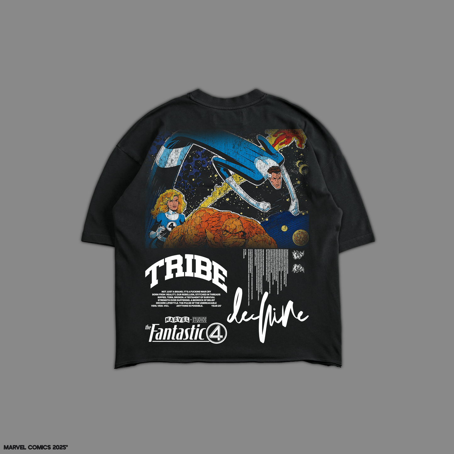 FANTASTIC 4 'LIMITED' 9.5oz RAW HEM TEE IN WASHED BLACK